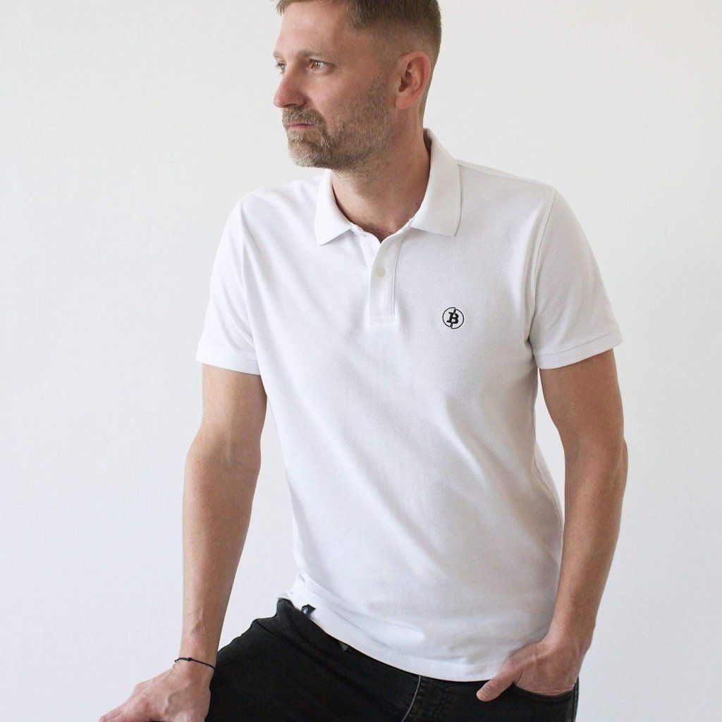 Block Polo T-Shirt - Weiß