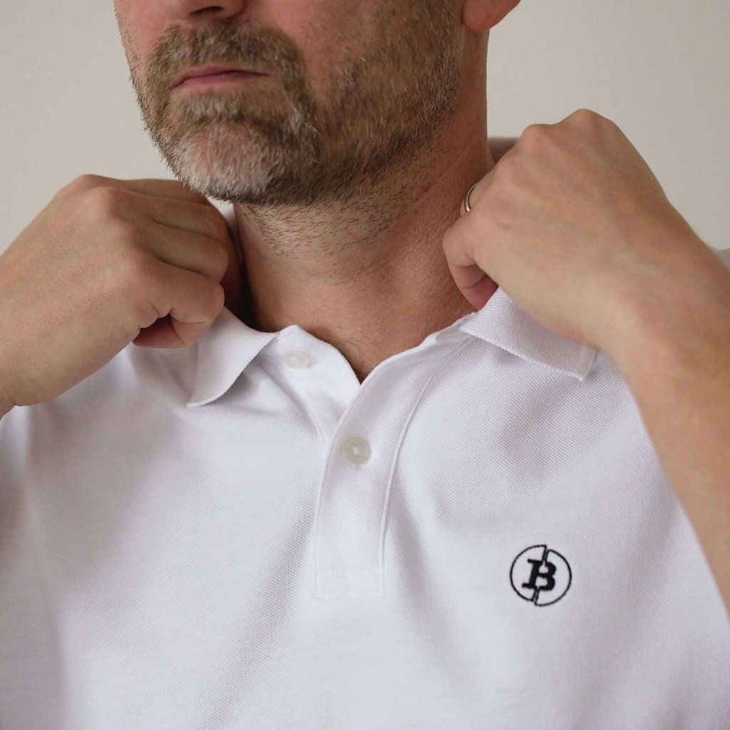 Block Polo T-Shirt - Weiß