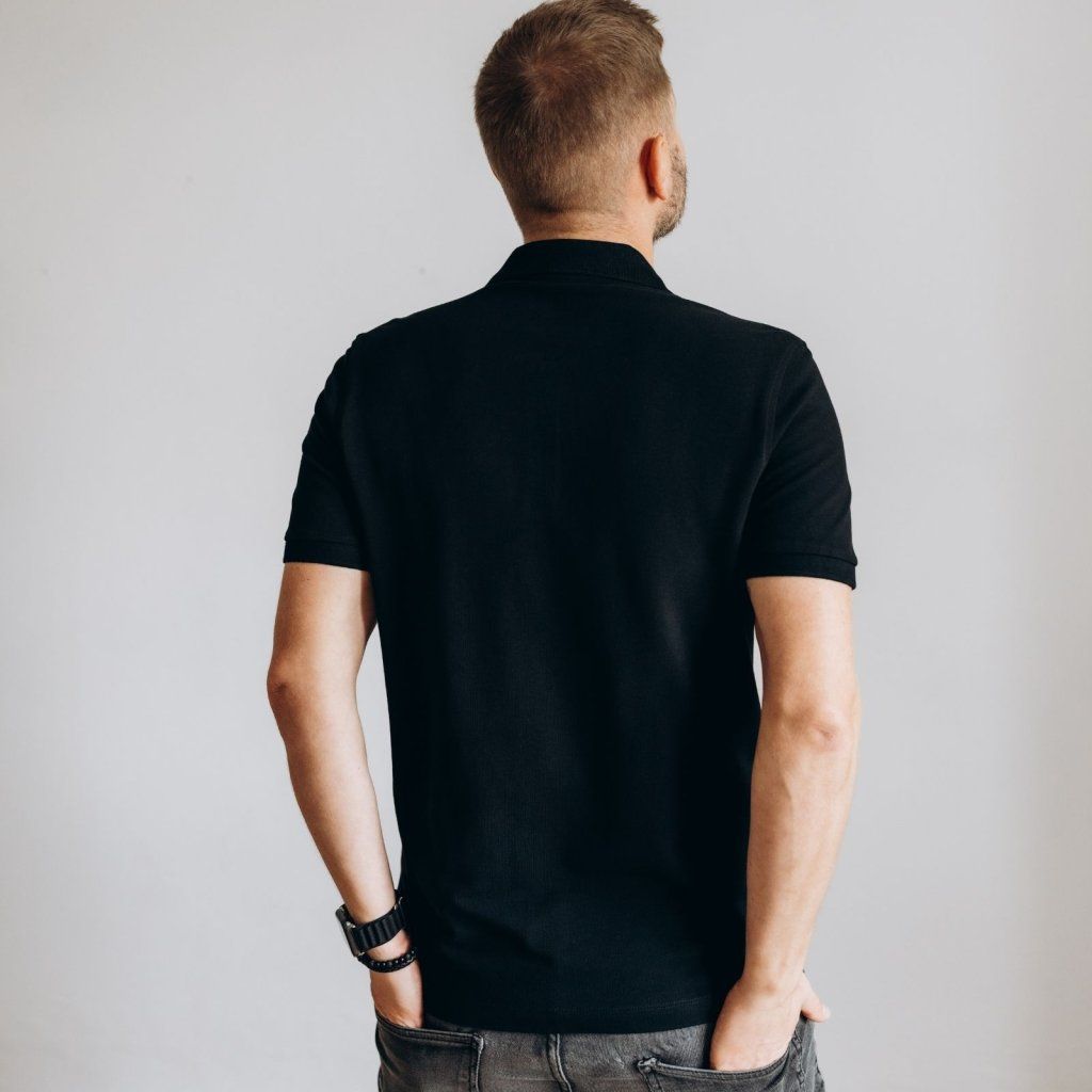 Block Polo T-Shirt - Schwarz